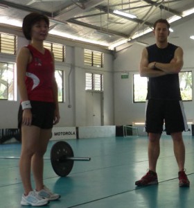 Singapore CrossFit: Sumo Deadlift High Pull (SDLHP), Thruster, Rollout